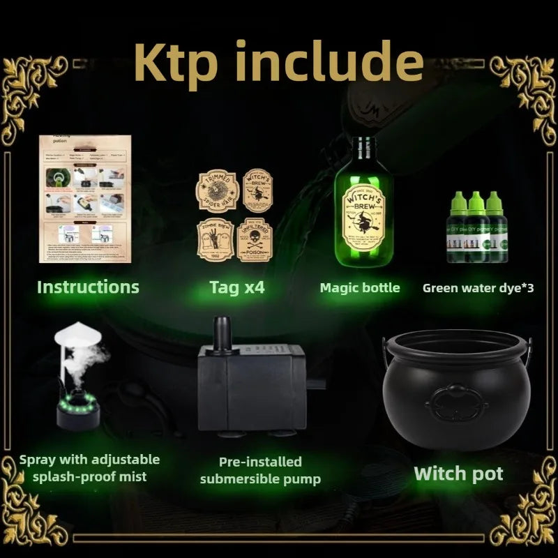 Halloween Witch Bowl & Magic Bottle Diffuser – Scary Party Props