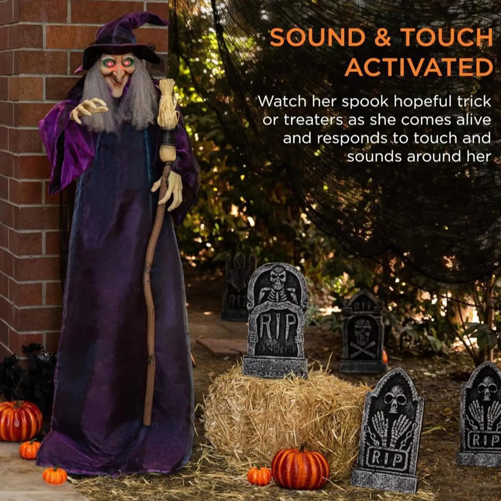 Halloween Sound-Activated Light-Up Witch Ghost