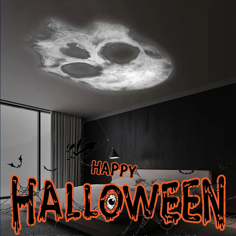 Halloween USB Skull Projector Light – Rotating Ghost LED Lamp