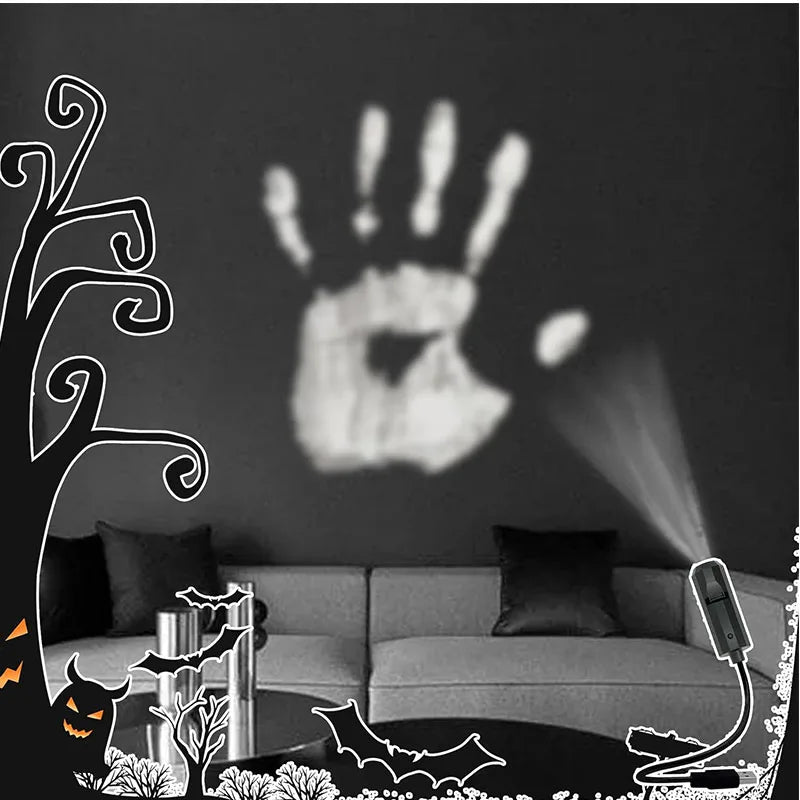 Halloween USB Skull Projector Light – Rotating Ghost LED Lamp